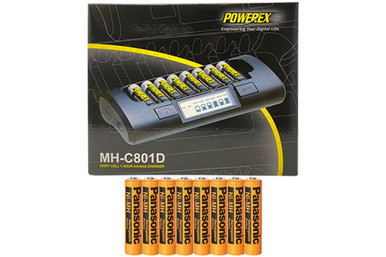 Powerex MH-C801D 8-Cell Charger & 8 AAA Panasonic 700 mAh NiMH Rechargeable Batteries (Low Discharge)